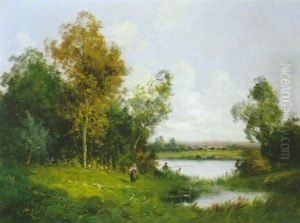 Paysage A La Riviere by Edma Morisot