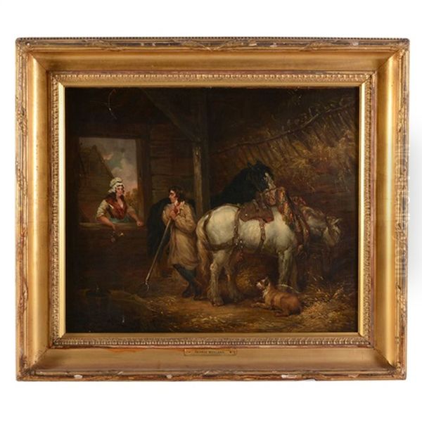 Stable Scene With Horse And Two Figures Conversing - view 1
