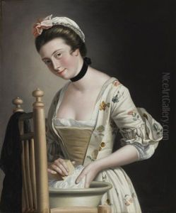 Portrait Of A Woman Washing Clothes, Possibly Maria, Countess Of Coventry by Henry Robert Morland