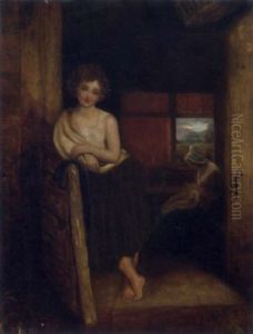 A Peasant Girl In A Rustic Interior