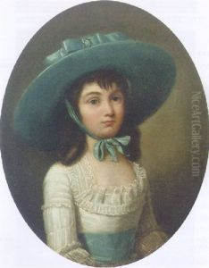 Portrait Of Penelope Merton Wearing A Blue Hat