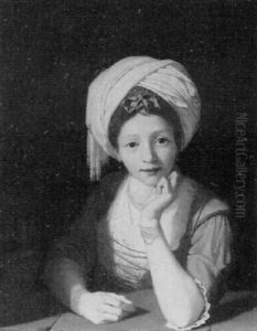 Portrait (maria Gunning, Lady Coventry?) At A Table by Henry Robert Morland