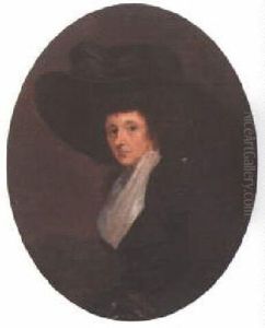 Portrait Of The Artist's Daughter Seated In A Landscape Wearing A Green Coat And A Black Hat