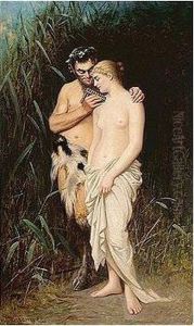 Pan Seducing A Nymph by Otto Biermer