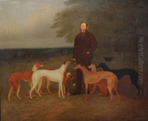 Portrait Of George Darlinson And Five Of His Greyhounds In A Rural Landscape Portrait Of George Darlinson And Five Of His Greyhounds In A Rural Landscape