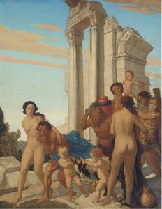 Nymphs And Fauns by Harry Morley