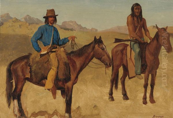 Trapper And Indian Guide On Horseback - view 1