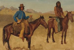 Trapper And Indian Guide On Horseback by Albert Bierstadt