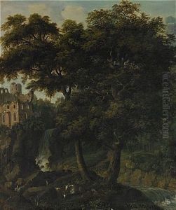Romantiskt Landskap Med Kor by Axel Otto Morner