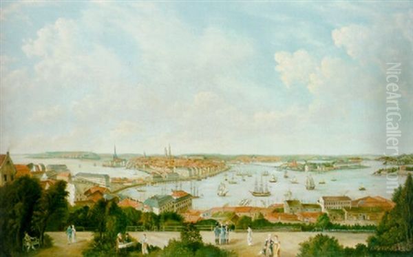Stockholmspanorama Med Manniskor - Utsikt Fran Mosebacke - view 1