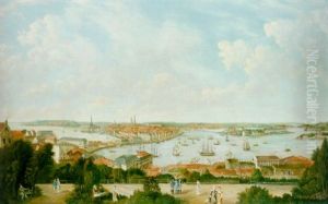 Stockholmspanorama Med Manniskor - Utsikt Fran Mosebacke by Axel Otto Morner