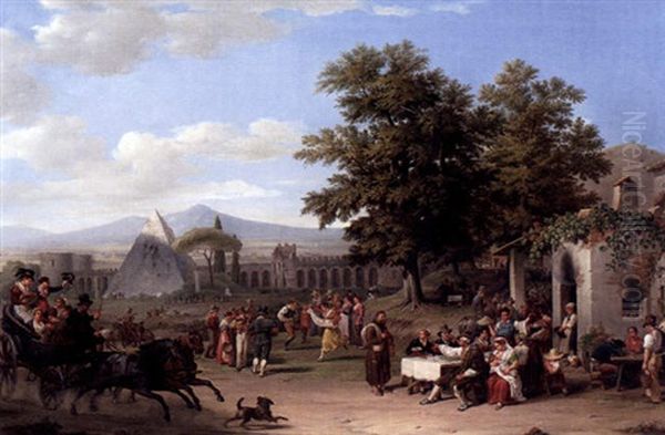 Italiensk Skordefest Vid Monte Testaccio Utanfor Rom - view 1