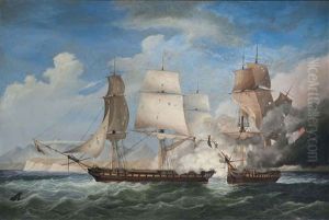 H.m.s. San Fiorenzo Engaging The French Frigate Piemontaise Off Ceylon, 6th - 8th March 1808 by Charles Augustus Mornewick