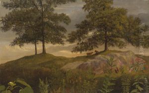 Landscape With Cows by Albert Bierstadt