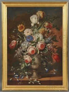 Dutch-style Floral Still Life In An Urn by Paul Moro