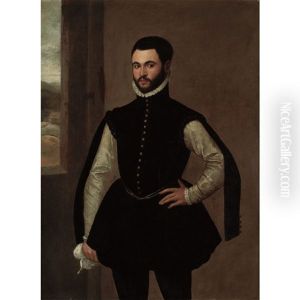 Portrait Of A Young Gentleman Standing Beside A Window by Giovanni Battista Moroni