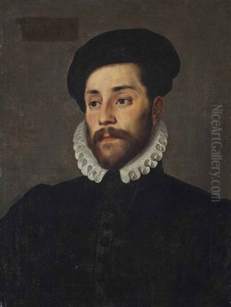 Portrait Of A Gentleman, Half-length, In A Black Doublet, White Ruff And Black Hat - view 1