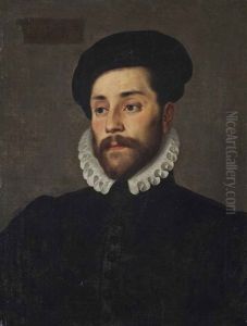 Portrait Of A Gentleman, Half-length, In A Black Doublet, White Ruff And Black Hat