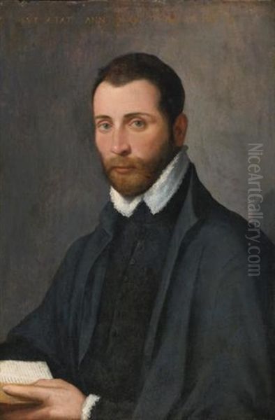 Portrait Of A Young Man, Half Length, Holding A Book - view 1