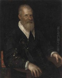 Portrait Of A Gentleman Seated, In A Black Coat With White Collar And Cuffs, A Gold Ring Set With A Ruby On His Right Hand