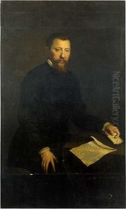 Portrait D'homme Tenant Une Lettre Cachetee by Giovanni Battista Moroni