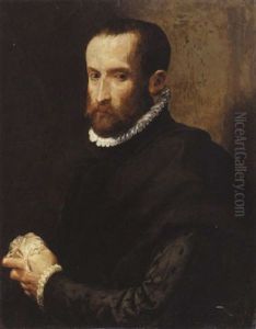 Portrait D'homme De Qualite En Habit Noir by Giovanni Battista Moroni
