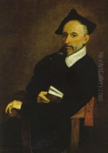 Bildnis Eines Mannes In Schwarzem Gewand Mit Einem Buch In Der Hand