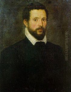 Portrait Of A Gentleman, Half Length, Wearing A Black Coat by Giovanni Battista Moroni