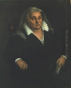 Portrait Of A Lady In A Black Dress With A Lace Collar And Headdress