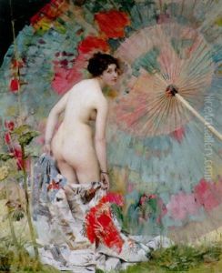 Jeune Femme Au Parasol by Aime-Nicolas Morot