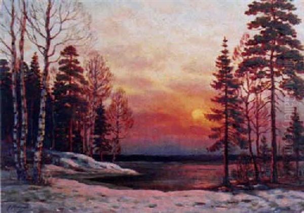 Winter Landscape At Sunset - view 1