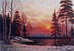 Winter Landscape At Sunset by Aleksandr Ivanovich Morozov