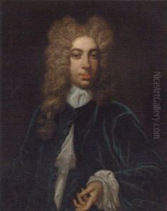 Portrait Of A Gentleman In A Blue Coat And White Cravat by Garret Morphey