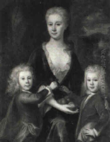 Portrait Of A Lady Of The Gore Family With Her Two Sons - view 1