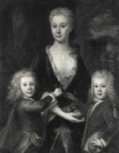 Portrait Of A Lady Of The Gore Family With Her Two Sons by Garret Morphey