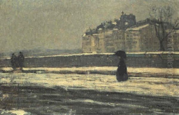 Paris, Quai Des Grands Augustins Sous La Neige - view 1
