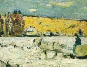 A Figure In A Horse-drawn Sleigh On A Country Road A Figure In A Horse-drawn Sleigh On A Country Road