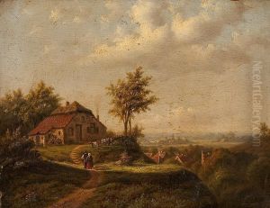 Mittelgebirgslandschaft Mit Blick Auf Ein Gehoft by Anthony Biester