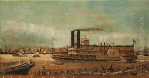 Le Vapeur Iberville Naviguant Sur Le Mississipi by Edmund Montague Morris