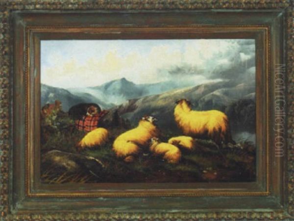 Highland Sheep With Dog - view 1