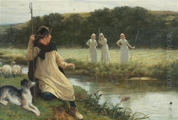 Young Shepherd In A Pastoral Landscape With Figures - view 1