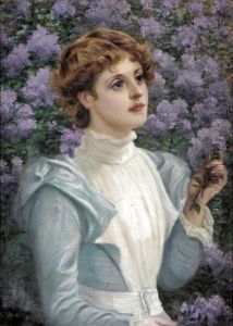 Lady Beside A Lilac Bush by Philip Richard Morris