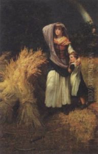 Moder Og Barn Pa Kornmark by Philip Richard Morris