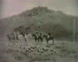 The Starting Of The Hunt, Bellaford Tor by William Sidney Morrish