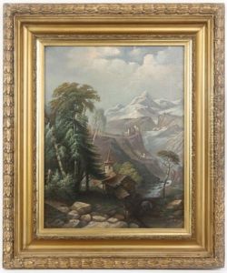 Mountain Landscape In Blues by Hal Alexander Courtney Morrison
