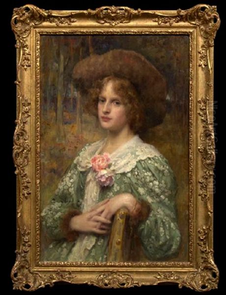 Portrait Of A Young Lady Seated In A Country Landscape - view 1