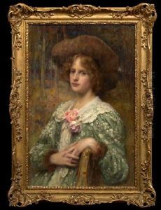 Portrait Of A Young Lady Seated In A Country Landscape by Robert Edward Morrison