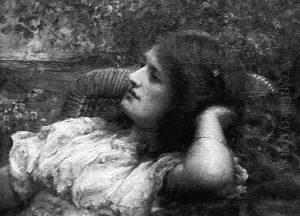 A Reclining Beauty In A Summer Garden by Robert Edward Morrison