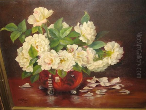 Peonies In Glass Vase - view 1