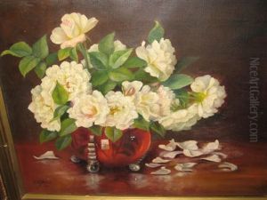 Peonies In Glass Vase